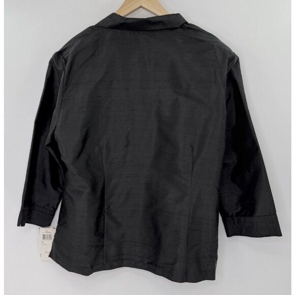 NWT Notations Plus Size 100% Silk 3/4 Sleeve Button Up Blouse Jacket 2x Preppy - Picture 2 of 12
